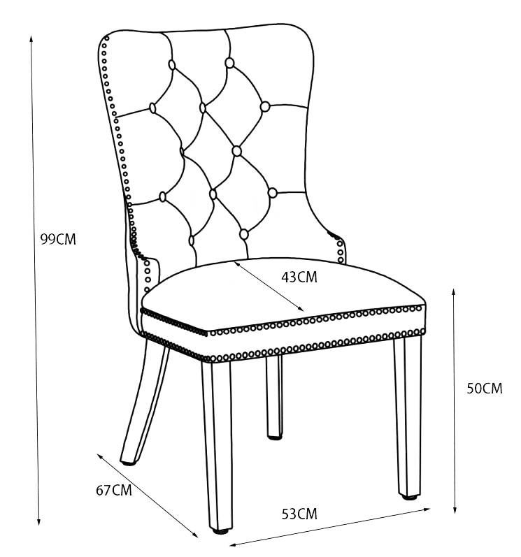 Chaise capitonnée dorée LORA beige