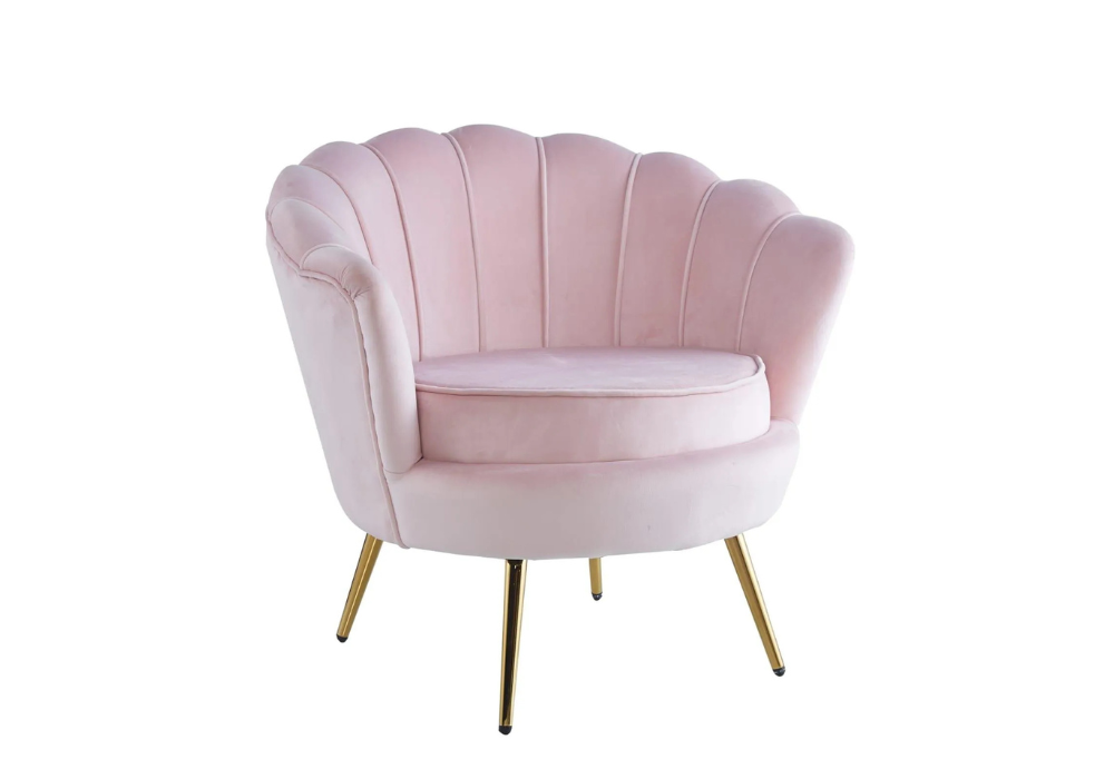 Chaise longue en velours Plata Import avec pieds dorés