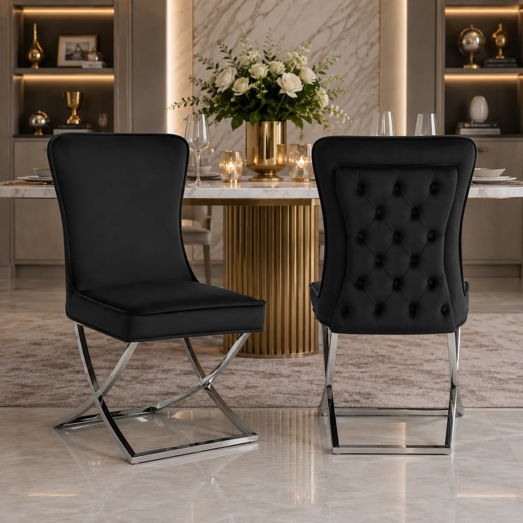 Chaise capitonnée argent ENZO (Lot de 2)