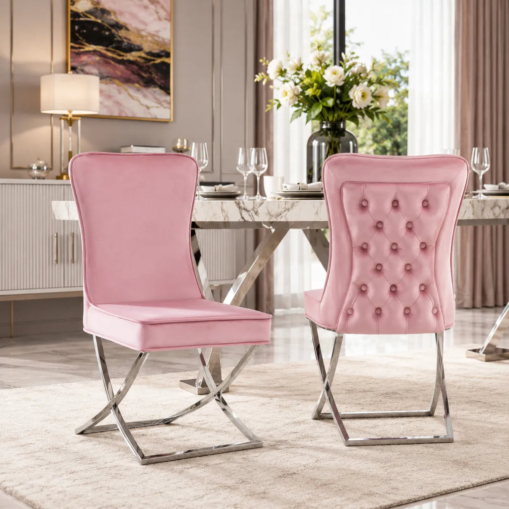 Lot De 4 Chaises Gabrielle Chrome Velours