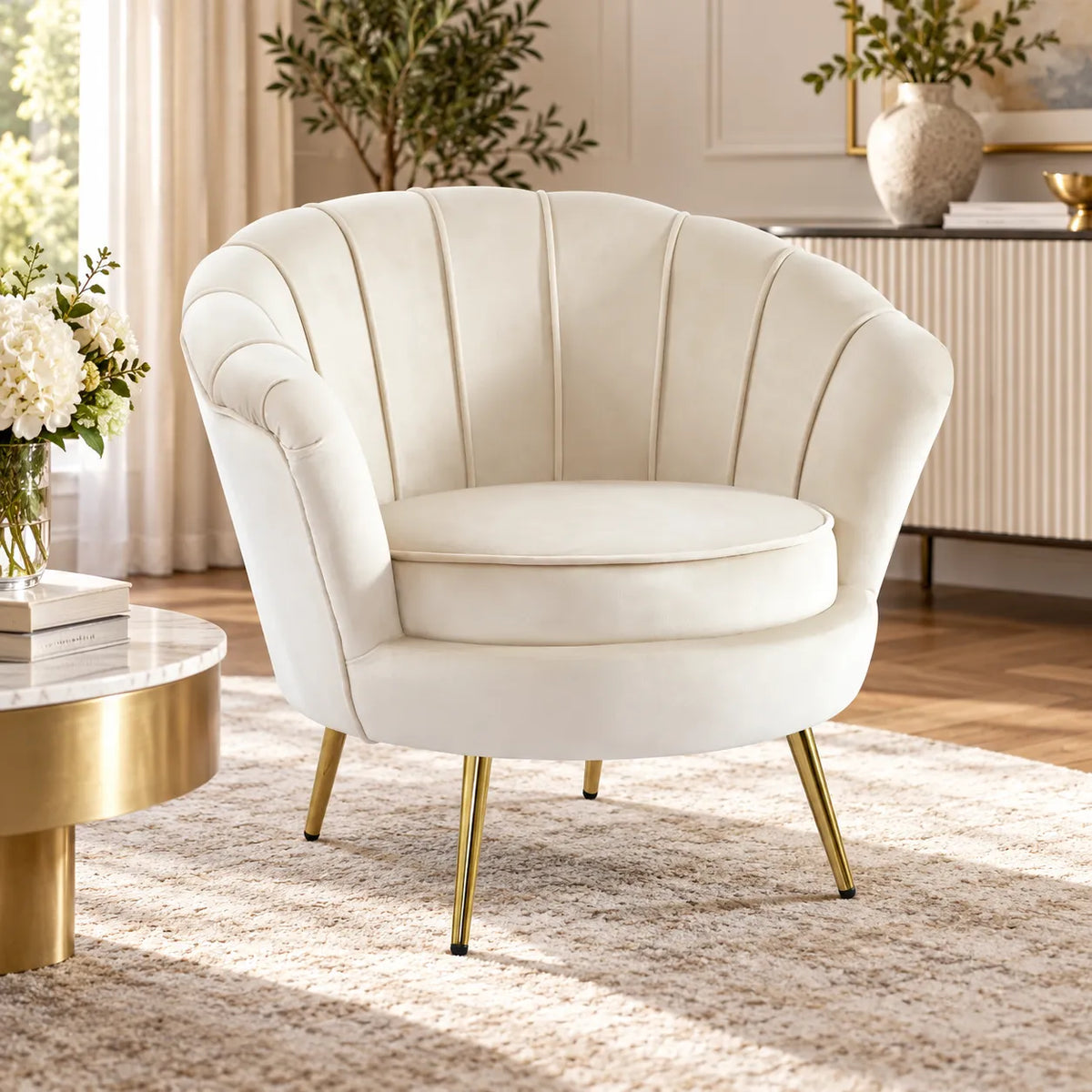 Chaise longue en Velours Plata Import avec pieds dorés