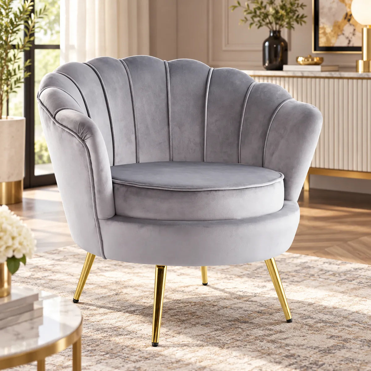 Chaise longue en Velours Plata Import avec pieds dorés