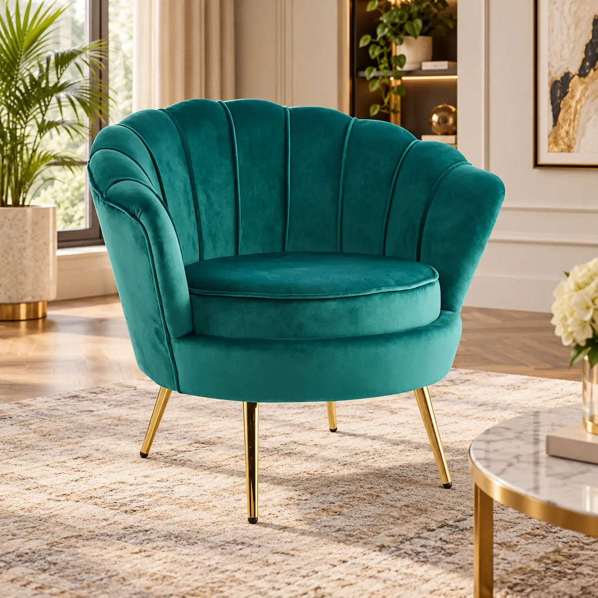 Chaise longue en Velours Plata Import avec pieds dorés