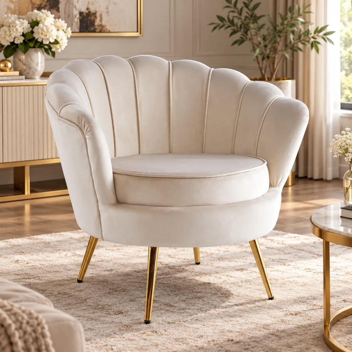 Chaise longue en Velours Plata Import avec pieds dorés