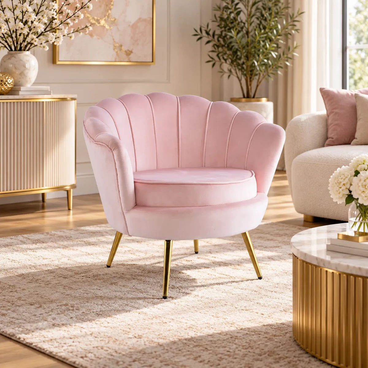 Chaise longue en Velours Plata Import avec pieds dorés