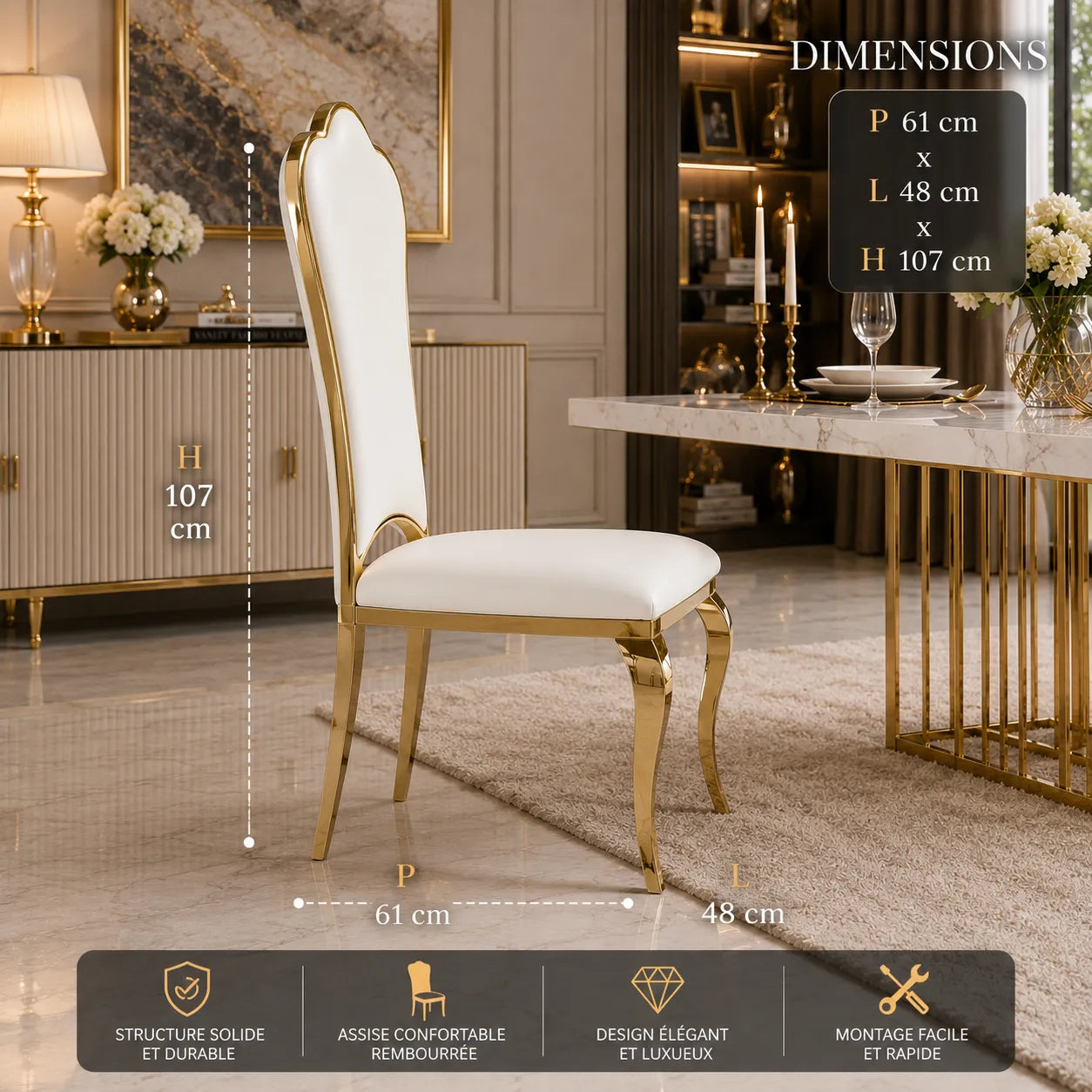 Chaises Sakura Gold Simili
