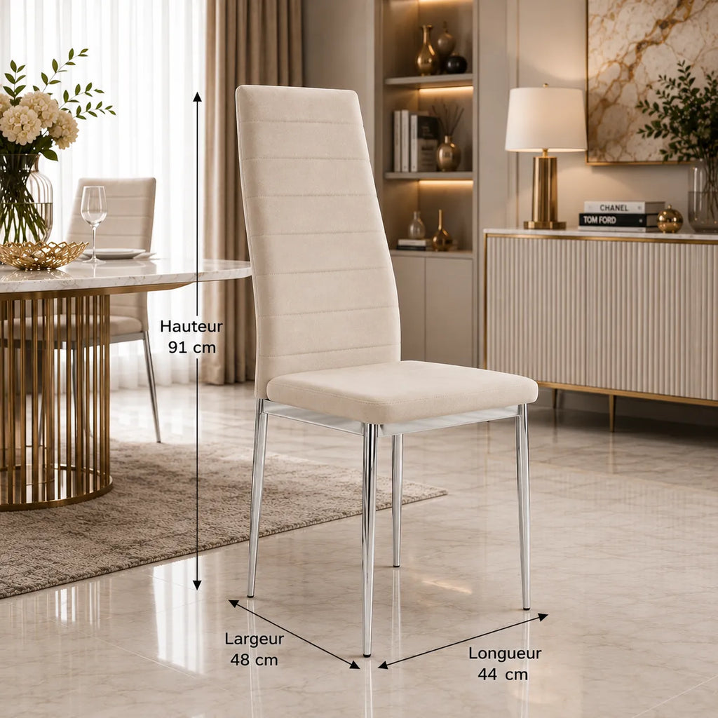 Chaises Tolia Velours Pieds Chrome