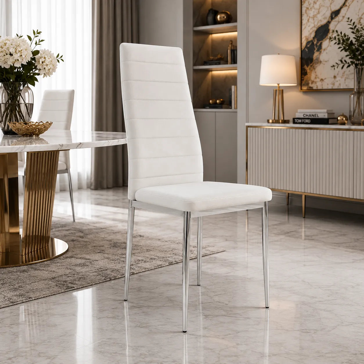 Chaises Tolia Velours Pieds Chrome