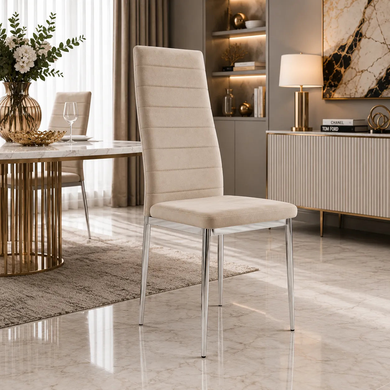 Chaises Tolia Velours Pieds Chrome