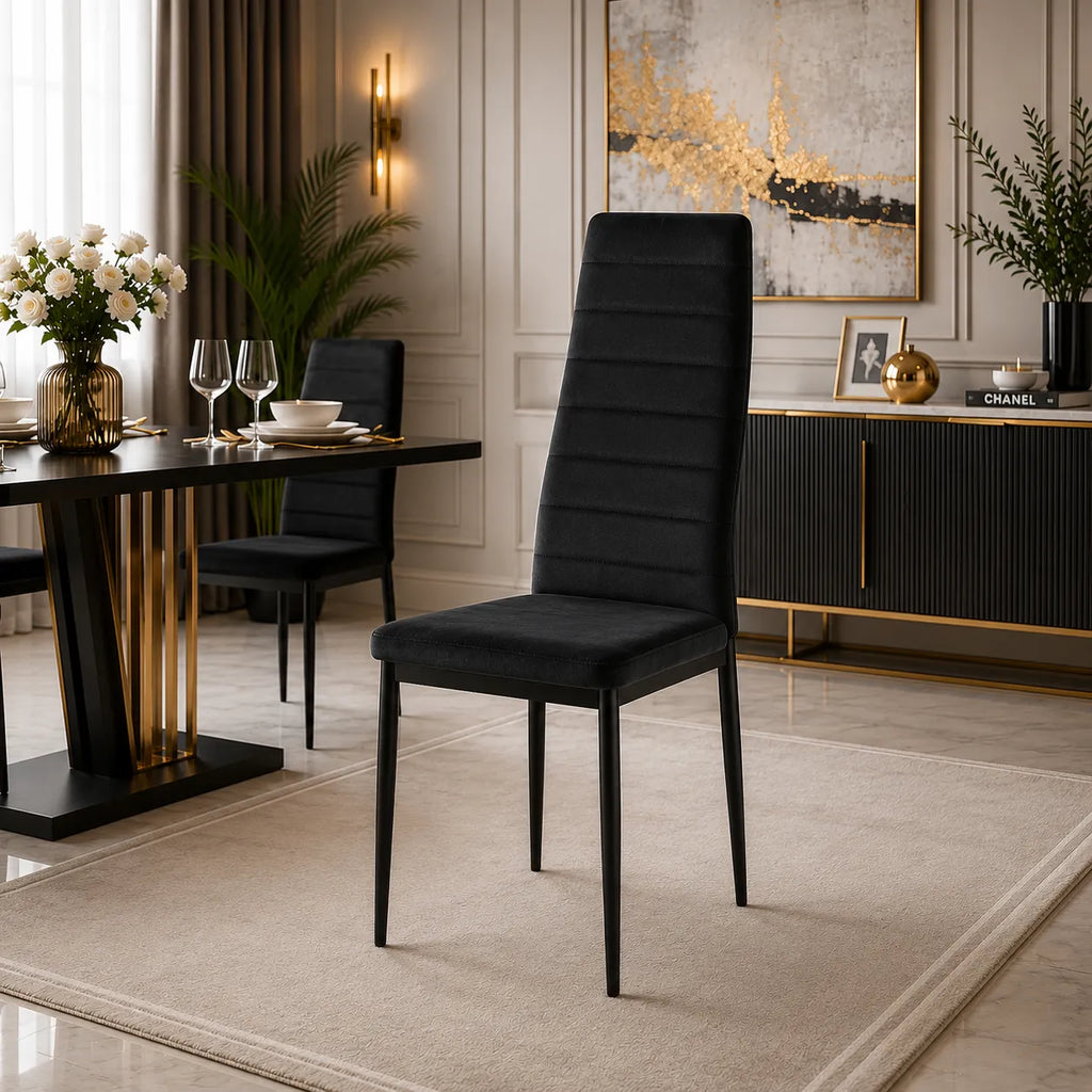 Chaises Tolia Velours Pieds Noir
