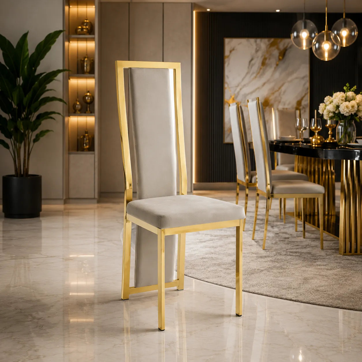 Chaises dorée beige DIA
