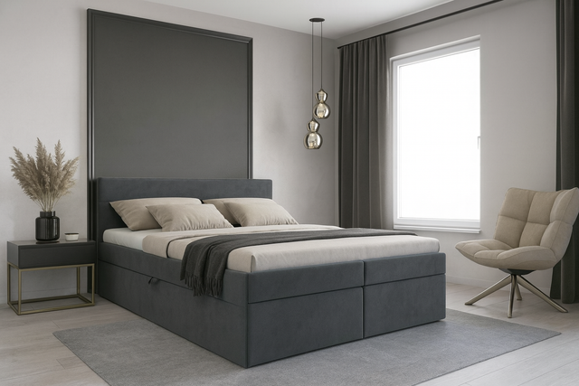 140x200 Lit avec coffre avec matelas 20+5 cm