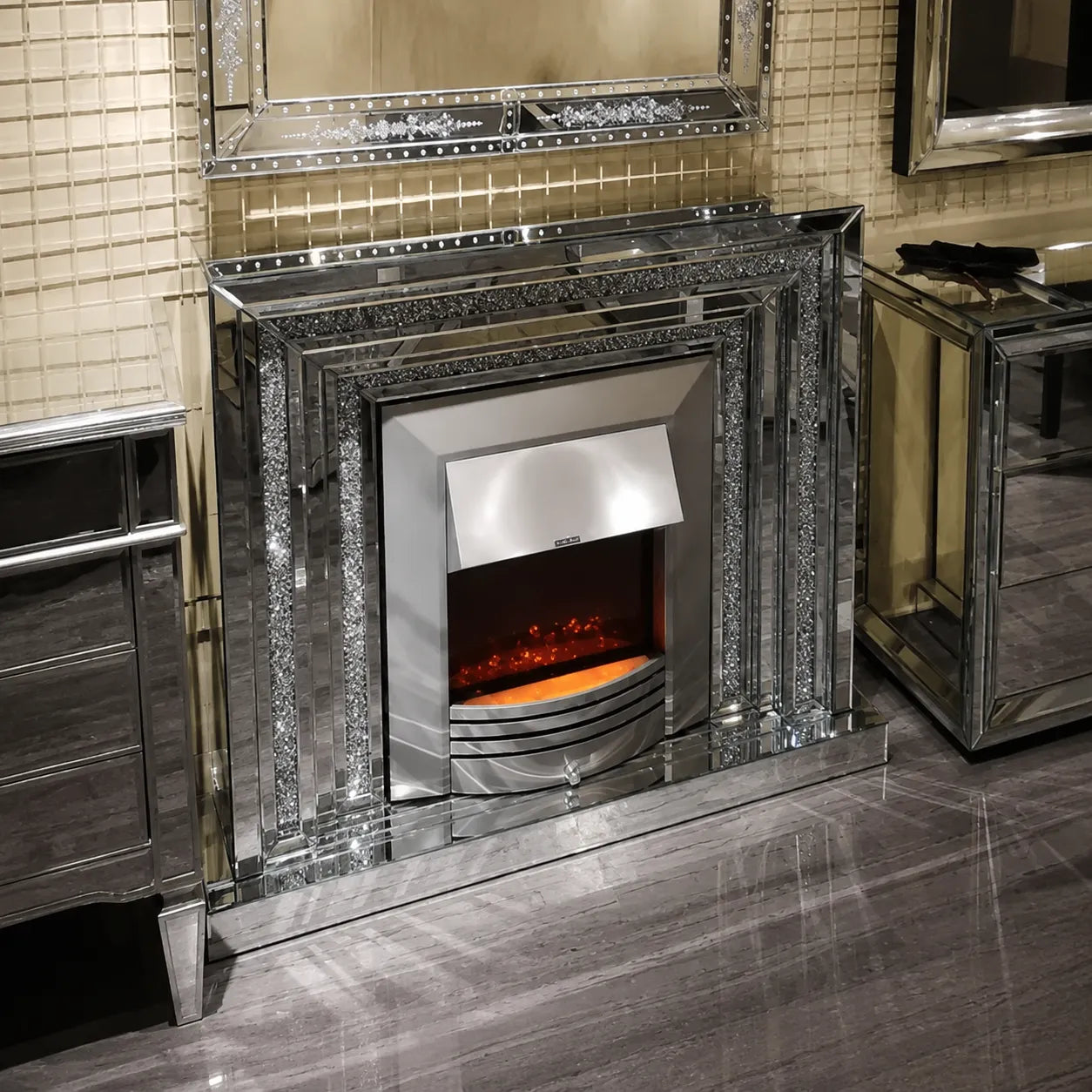 Cheminee Miroir 120x38x100 CM