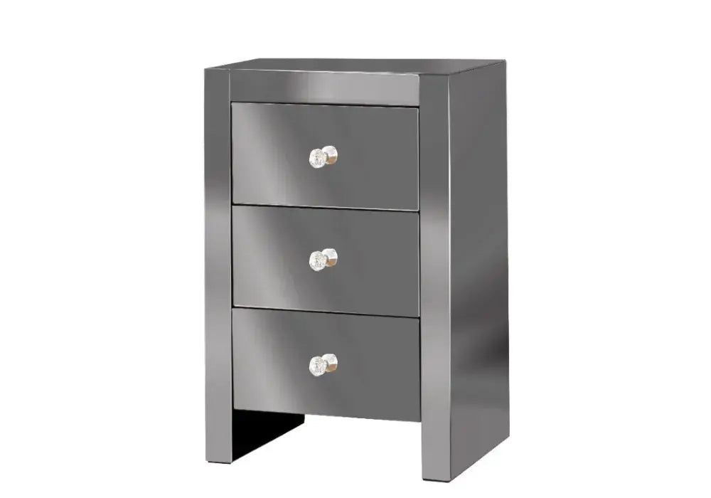 Chevet Giselle Miroir Gris 45x35x66 CM Swedzo-Meuble