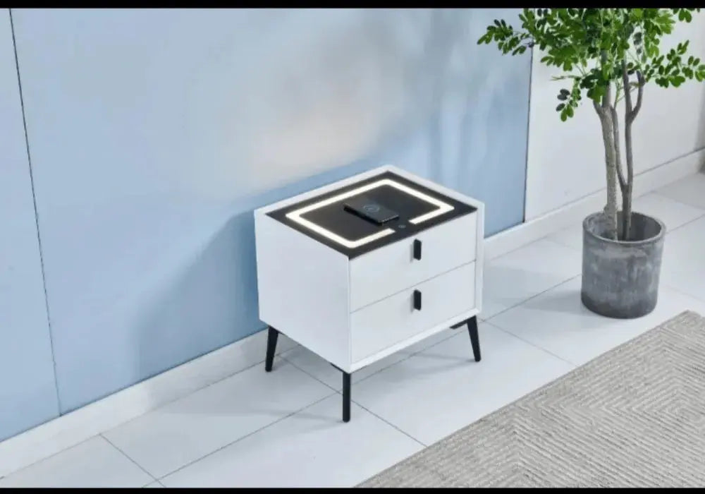 Chevet Led Chargeur Induction Velours Swedzo-Meuble