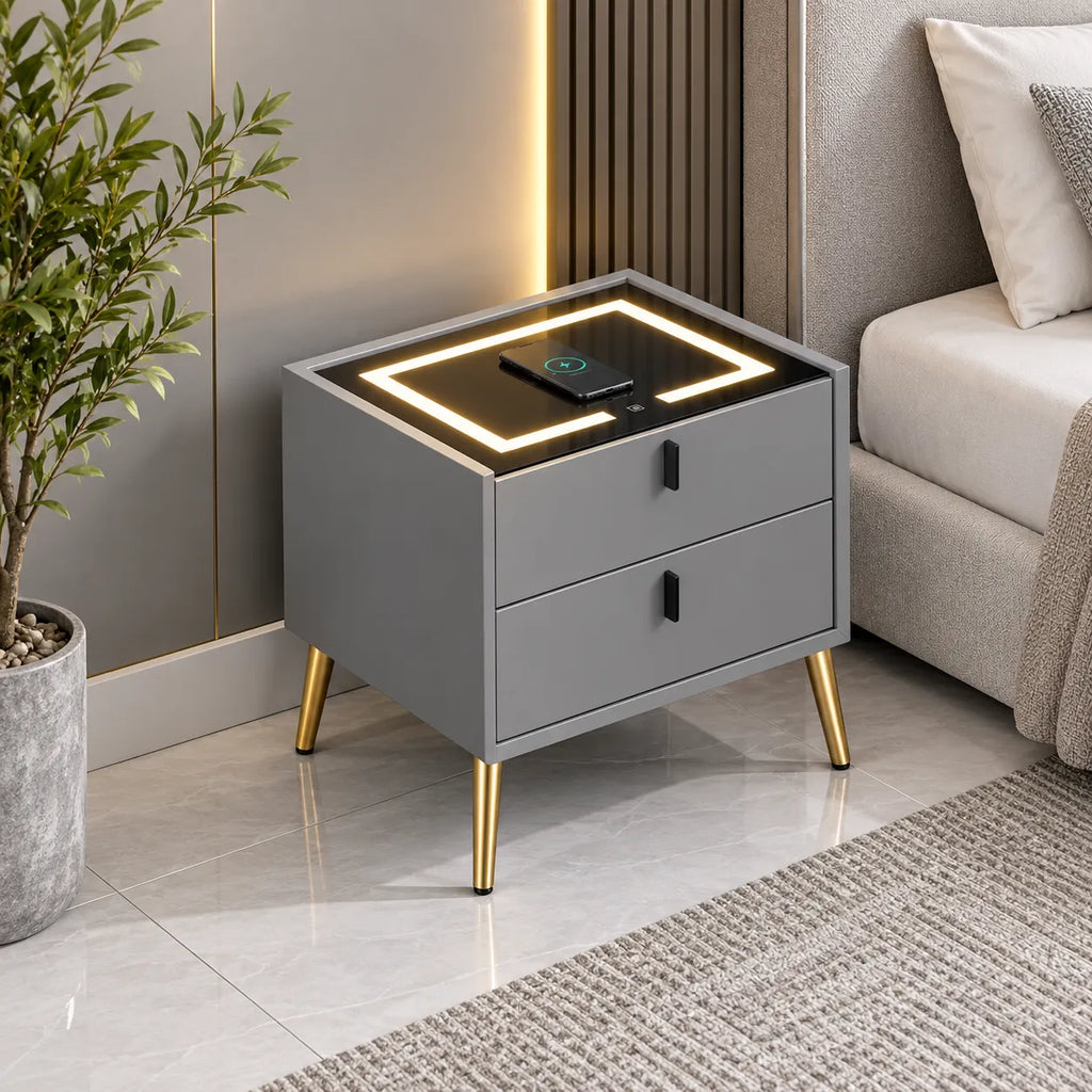 Chevet Led Chargeur Induction Velours