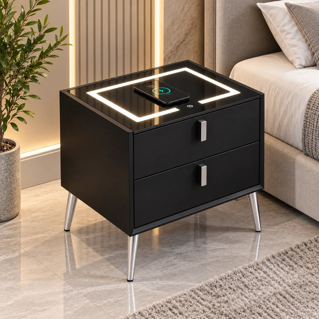 Chevet Led Chargeur Induction Velours