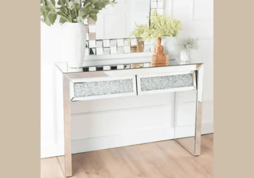 Coiffeuse Miroir 2 Tiroirs 110x45x80 CM Swedzo-Meuble