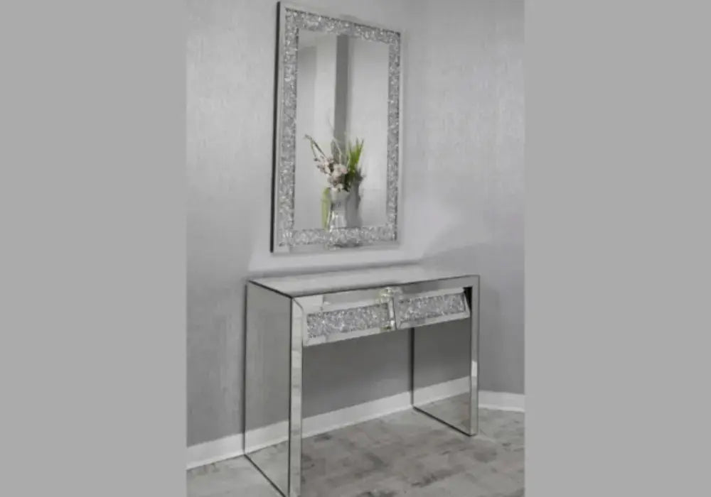 Coiffeuse Miroir 2 Tiroirs 110x45x80 CM Swedzo-Meuble