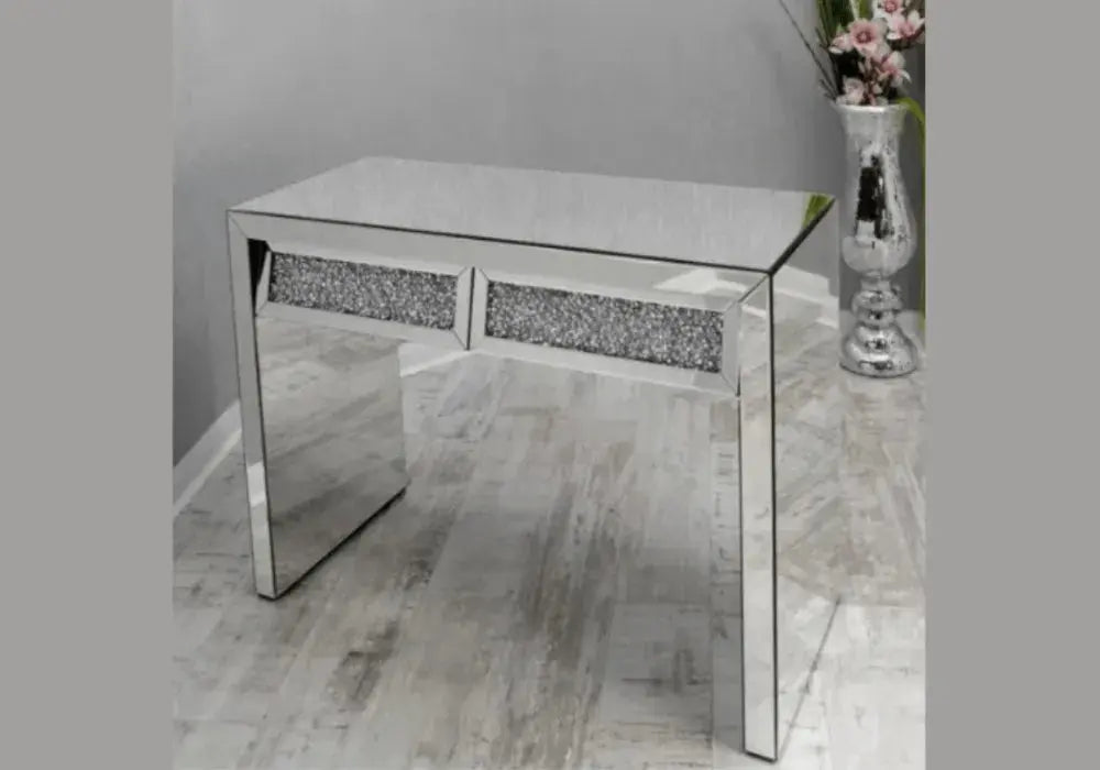 Coiffeuse Miroir 2 Tiroirs 110x45x80 CM Swedzo-Meuble