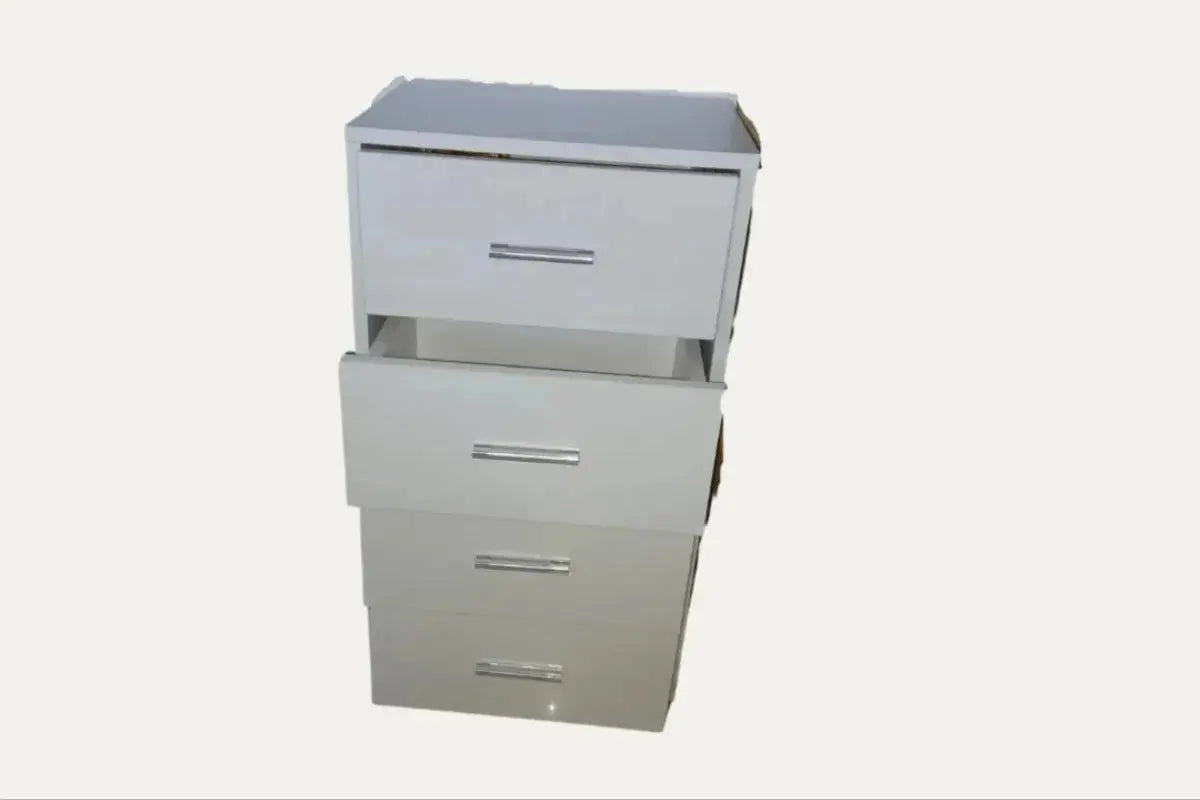 Commode Laquee Tylko 4 Tiroirs Blanc Swedzo-Meuble
