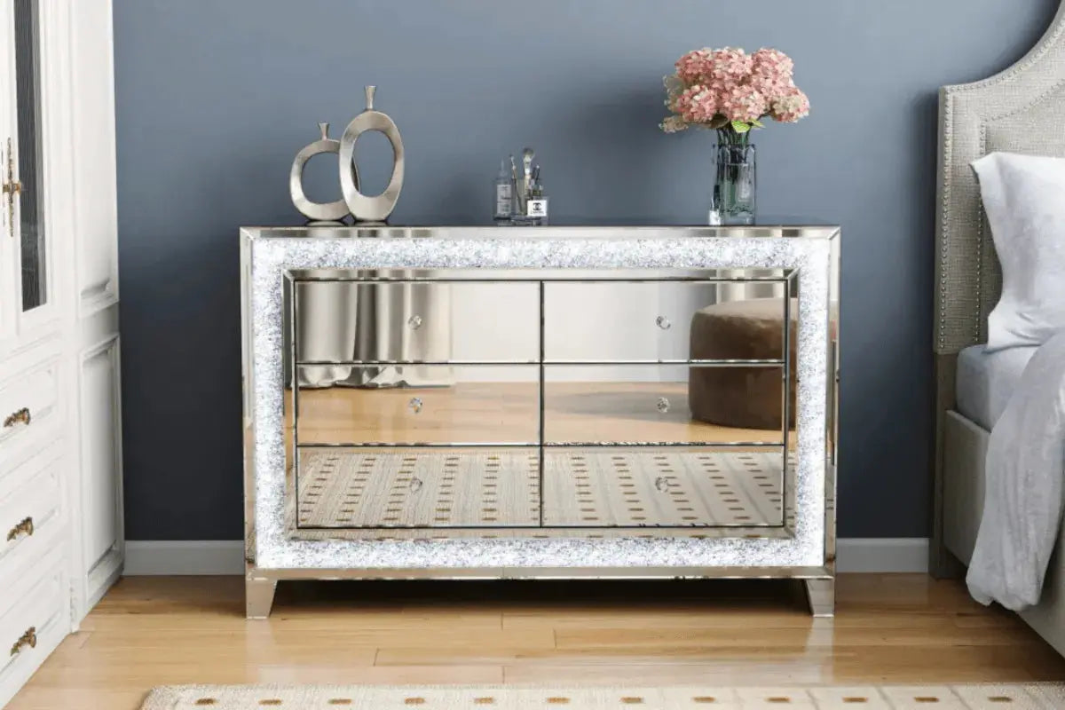 Commode Miroir et Led 120x40x80 CM Swedzo-Meuble