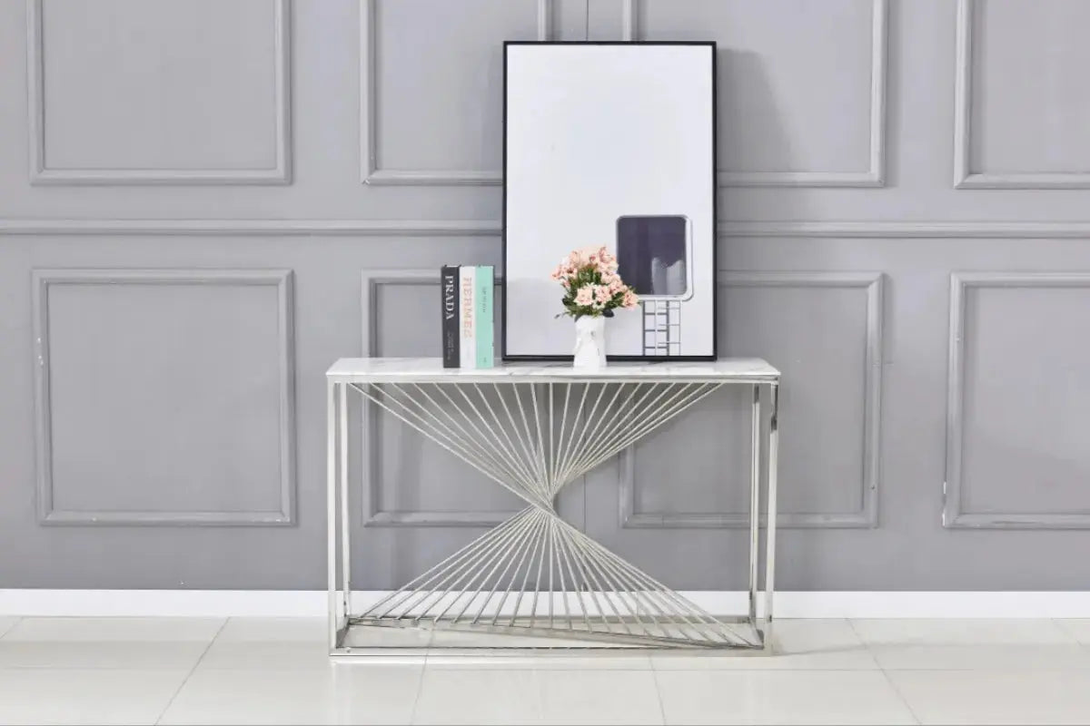 Console Brittany Pieds Chrome 120x40x78 CM Swedzo-Meuble