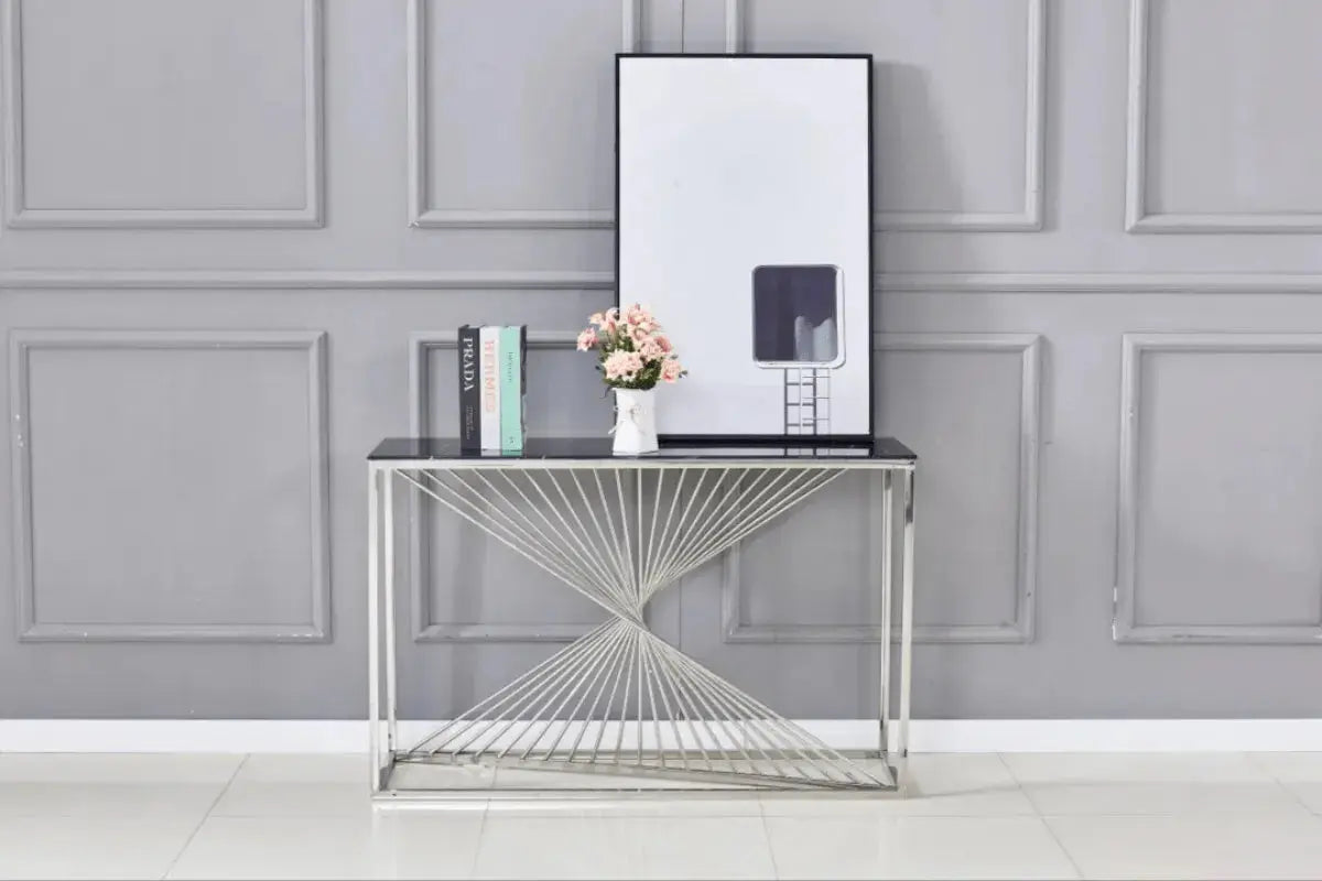 Console Brittany Pieds Chrome 120x40x78 CM Swedzo-Meuble