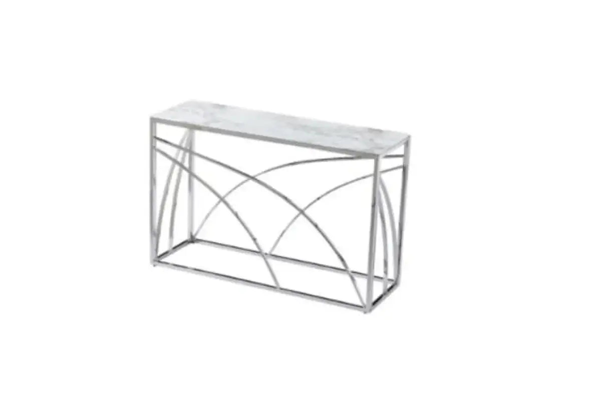 Console Geo Marbre Avec Pieds Argent Swedzo-Meuble