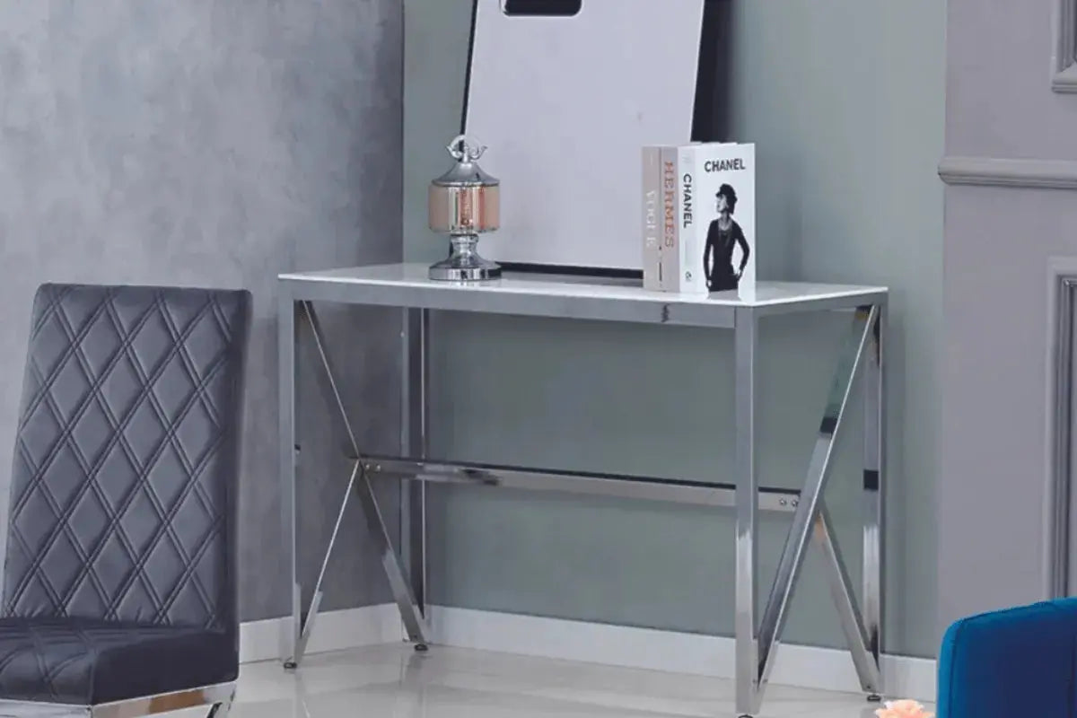 Console Majestique Pieds Chrome 120x40x78 CM Swedzo-Meuble