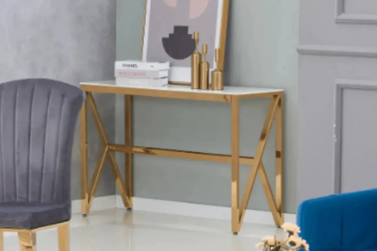 Console Majestique Pieds Gold 120x40x78 CM Swedzo-Meuble