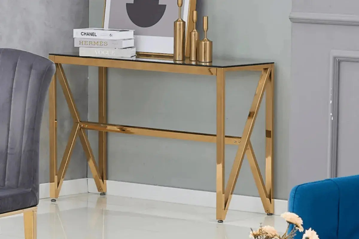 Console Majestique Pieds Gold 120x40x78 CM Swedzo-Meuble