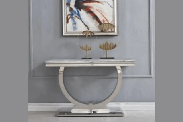 Console Omega Marbre Blanc Pieds Chrome