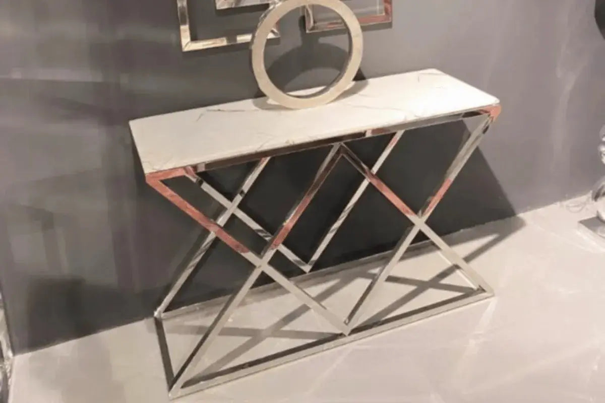 Console Triangle Pieds Chrome 120x40 CM Swedzo-Meuble
