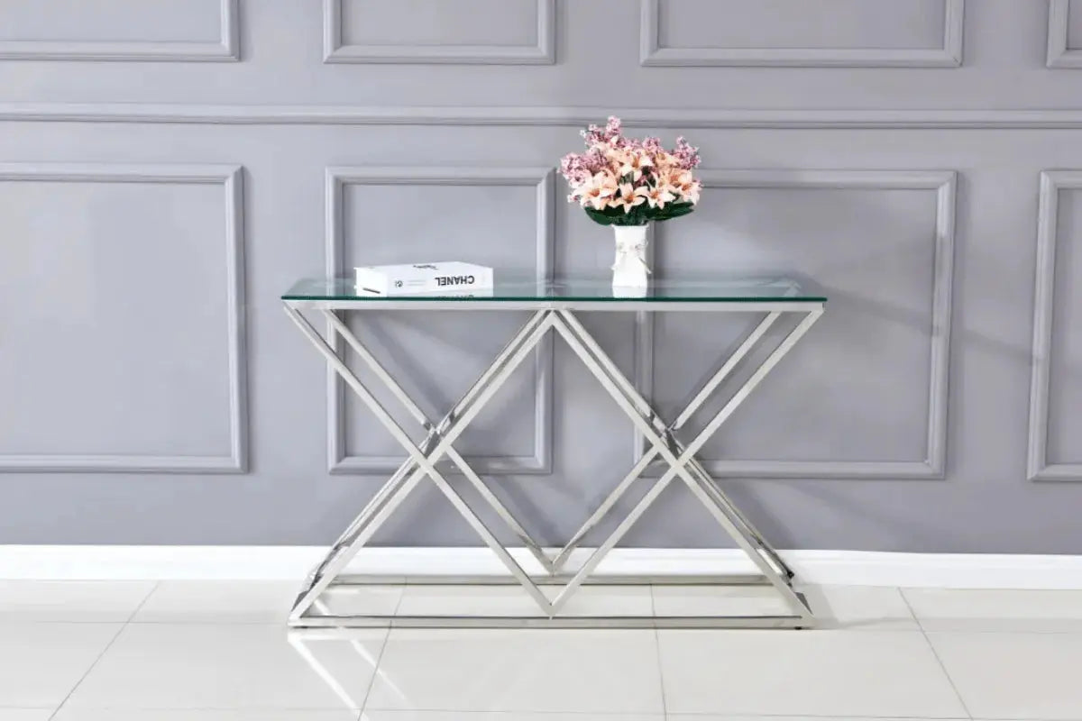 Console Triangle Pieds Chrome 120x40 CM Swedzo-Meuble