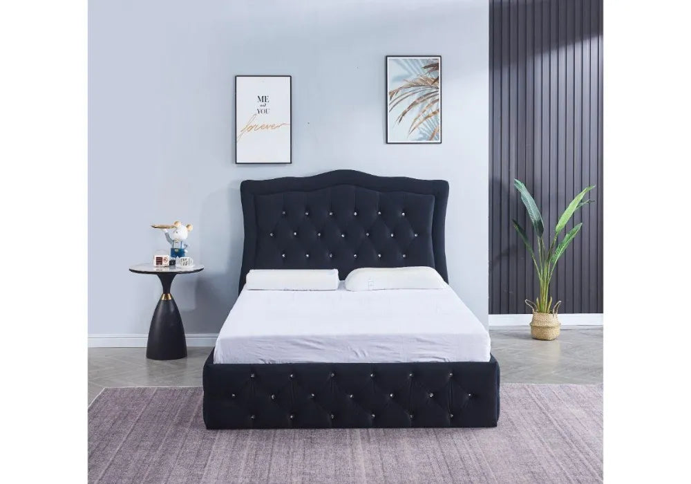 E Cadre De Lit Gris Velours Avec Sommier 140/190