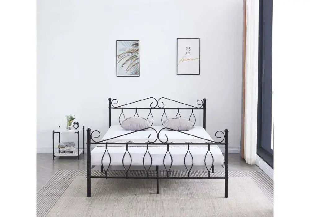 E Lit Metal Noir Julie 140×190 cm Swedzo-Meuble