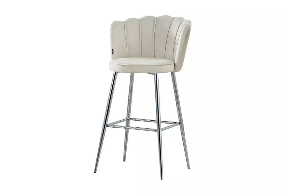E Tabouret de bar nymphea velours chrome Swedzo-Meuble