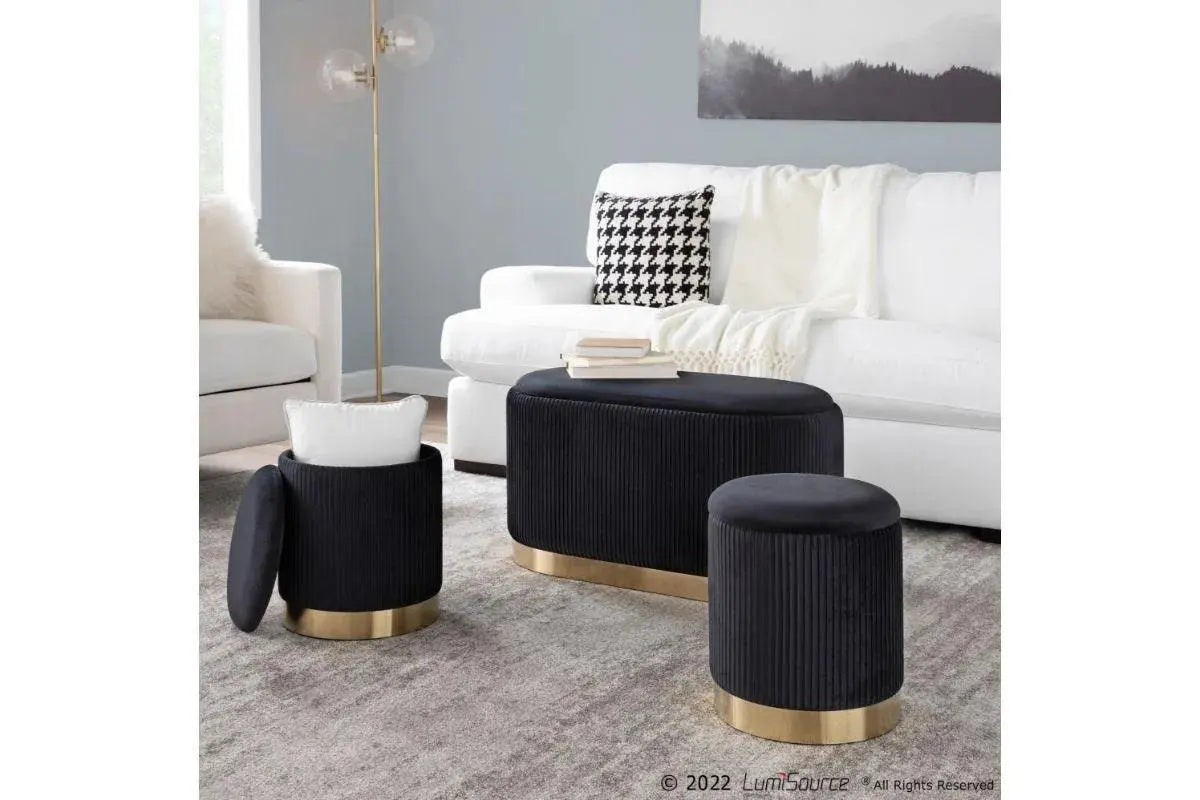 E pouf velours doré Swedzo-Meuble