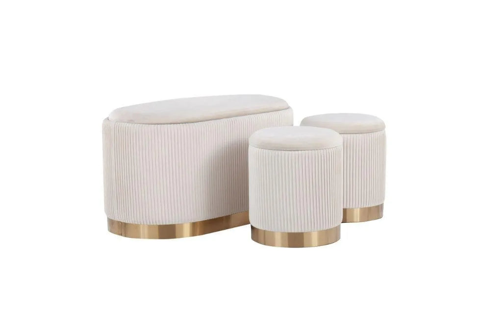 E pouf velours doré