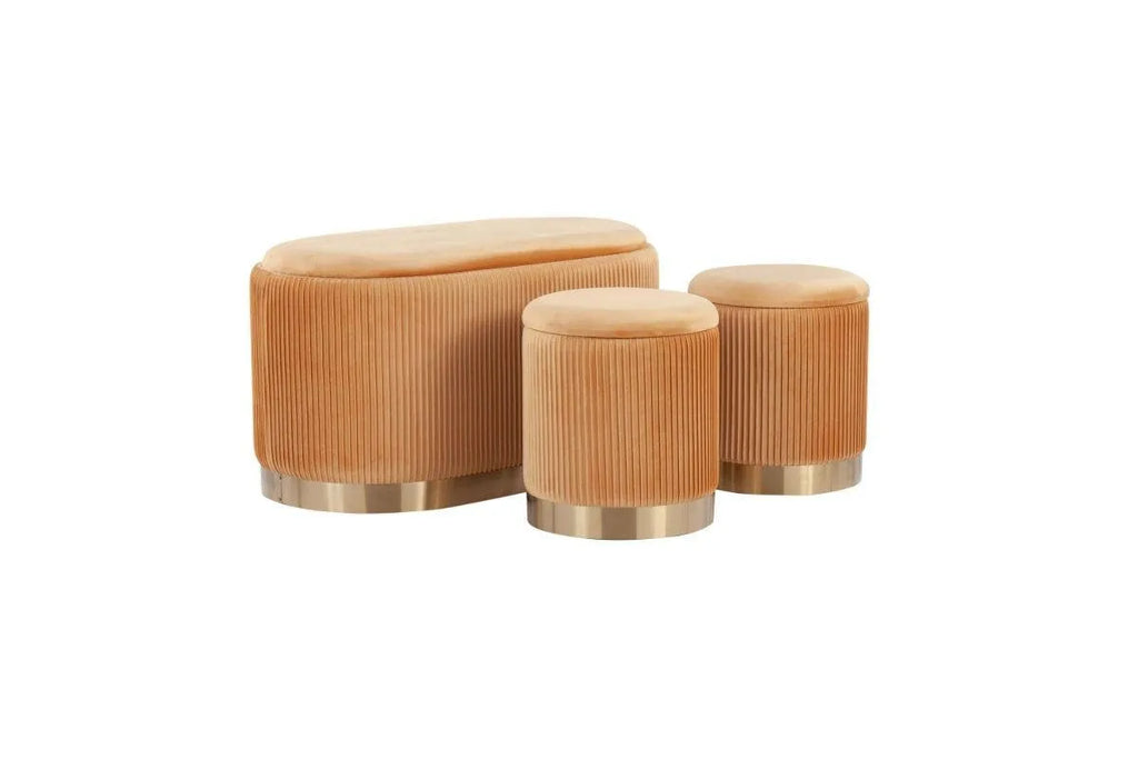 E pouf velours doré