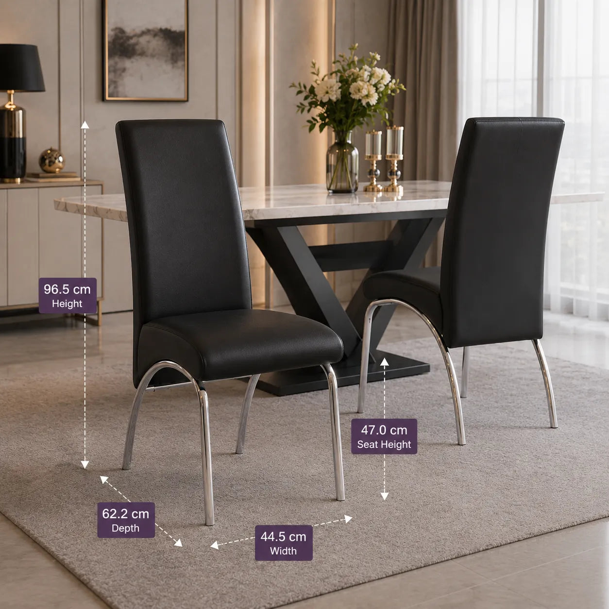 Ensemble de 4 chaises de salle à manger Hoebart