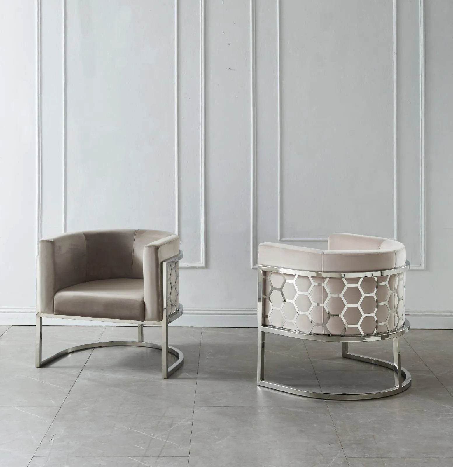 Fauteuil Alveoles pieds argentés