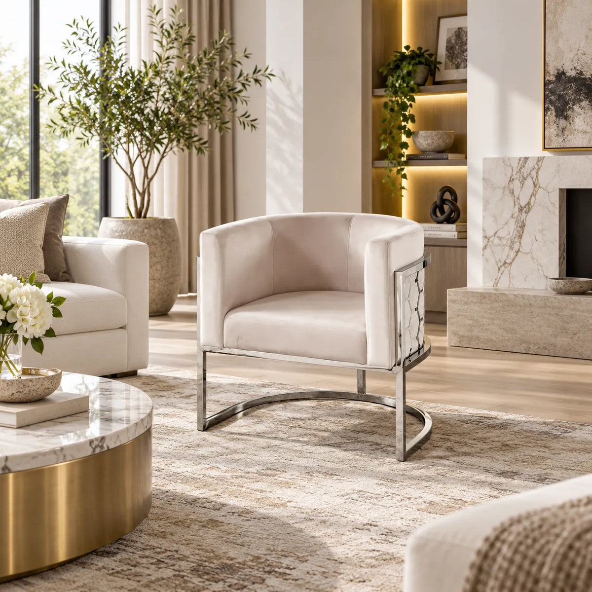 Fauteuil Alveoles pieds argentés