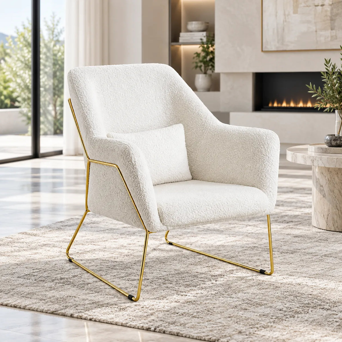 Fauteuil Baska Gold Laine Beige 2 pièces