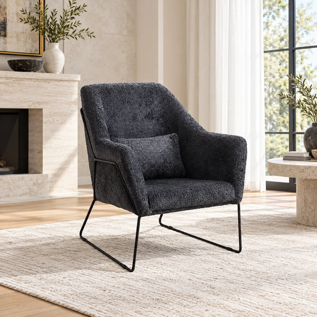 Fauteuil Baska Metal Noir Laine