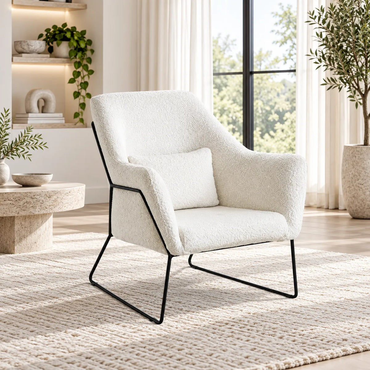 Fauteuil Baska Metal Noir Laine