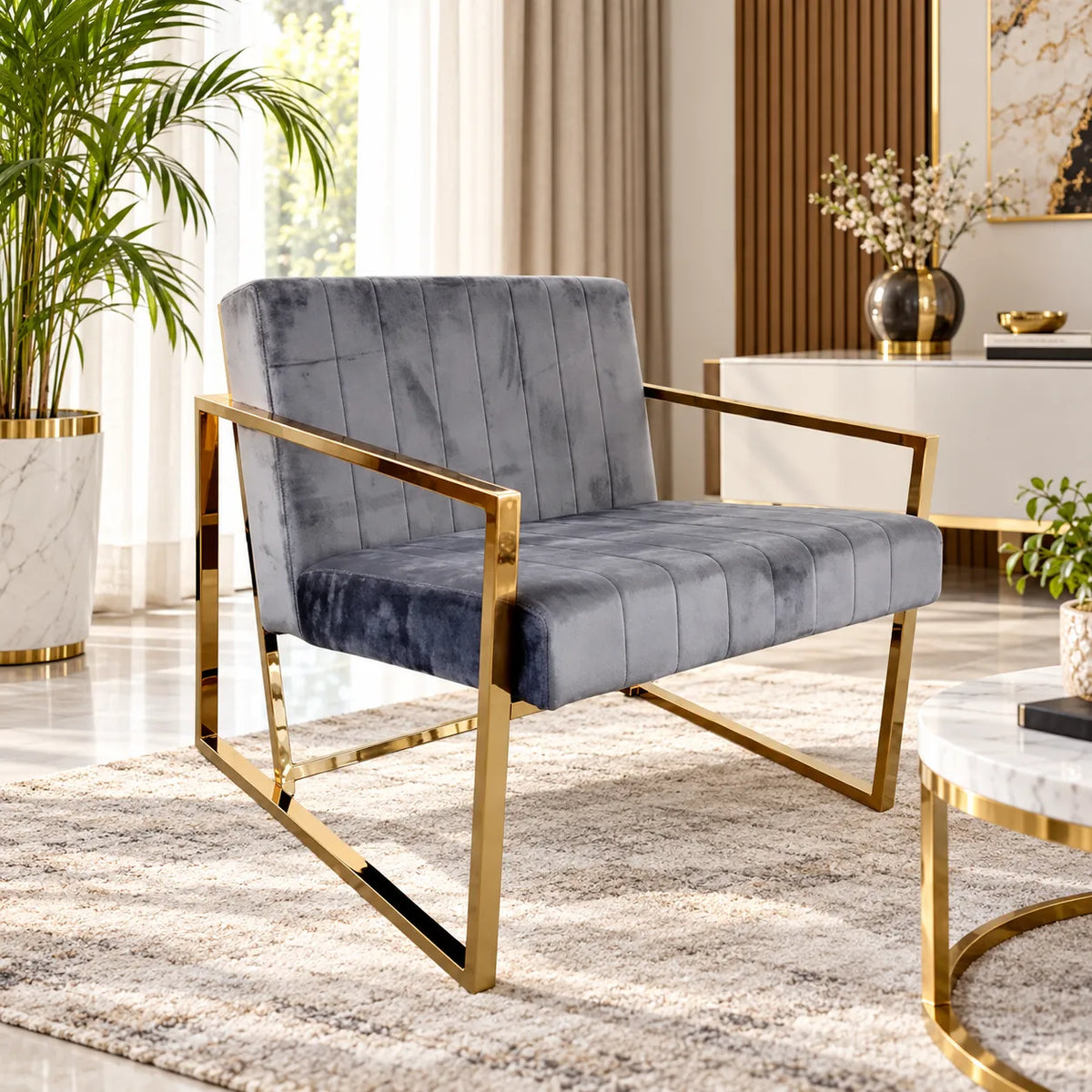 Fauteuil Keny Pieds Dorés