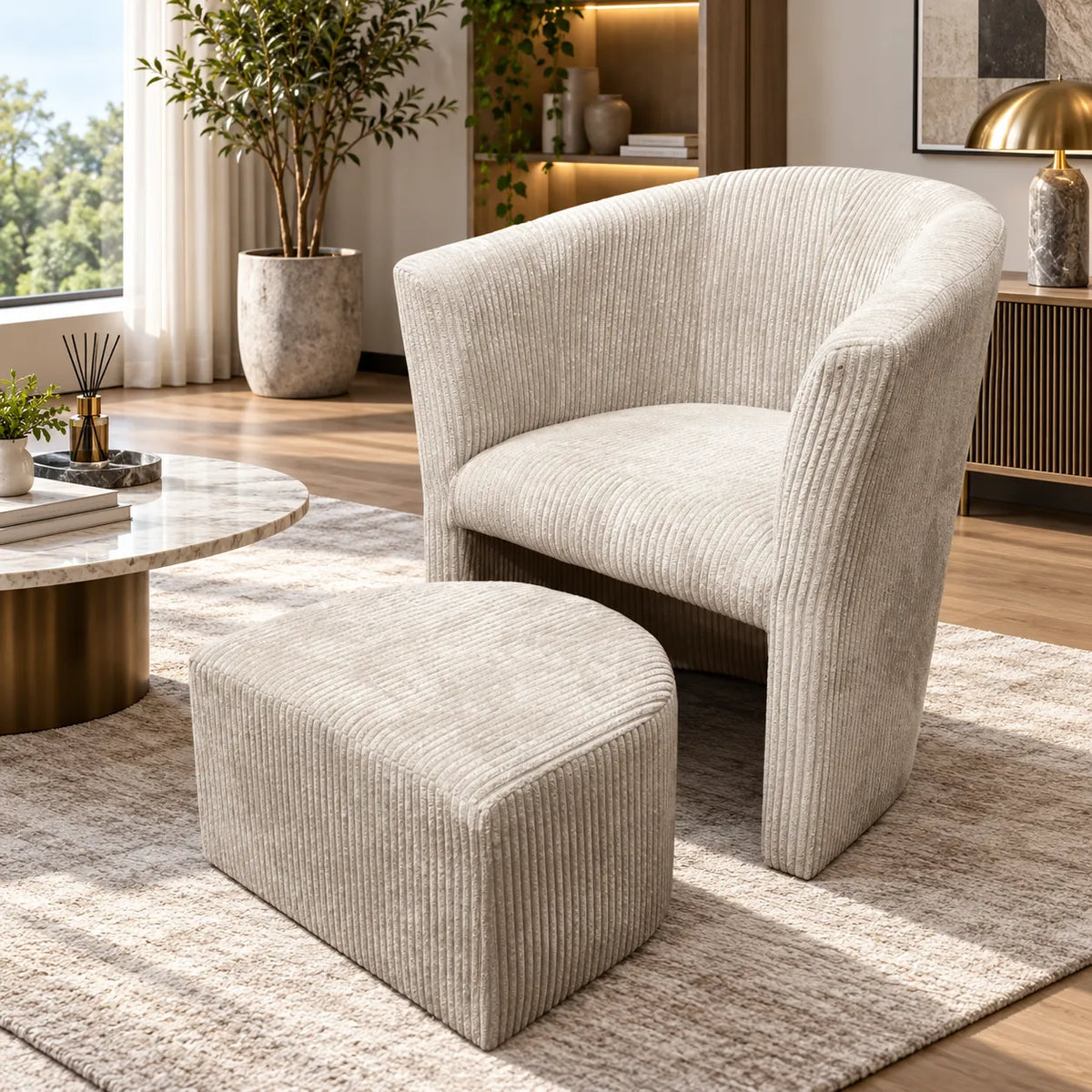 Fauteuil Lina Velours Cotele