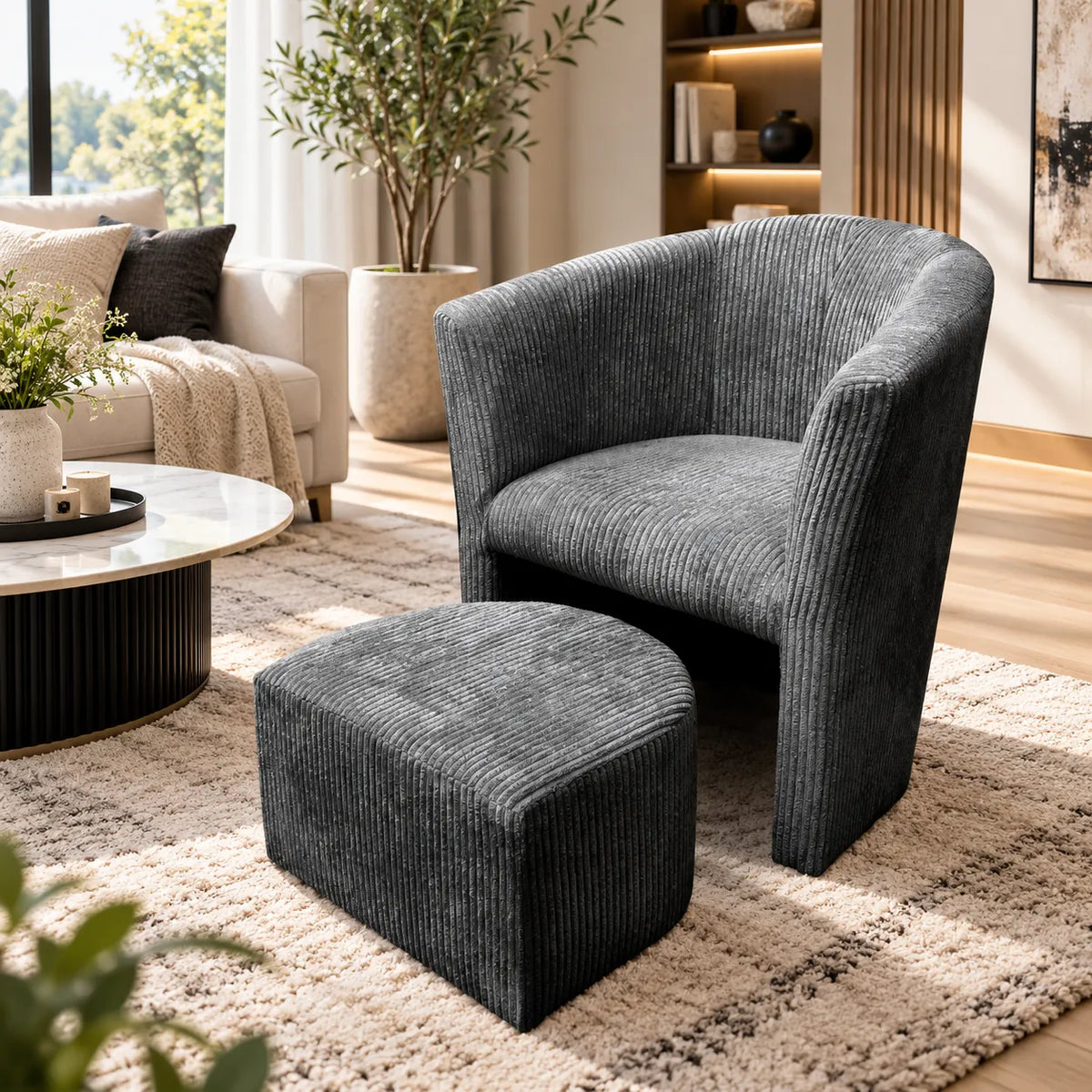 Fauteuil Lina Velours Cotele